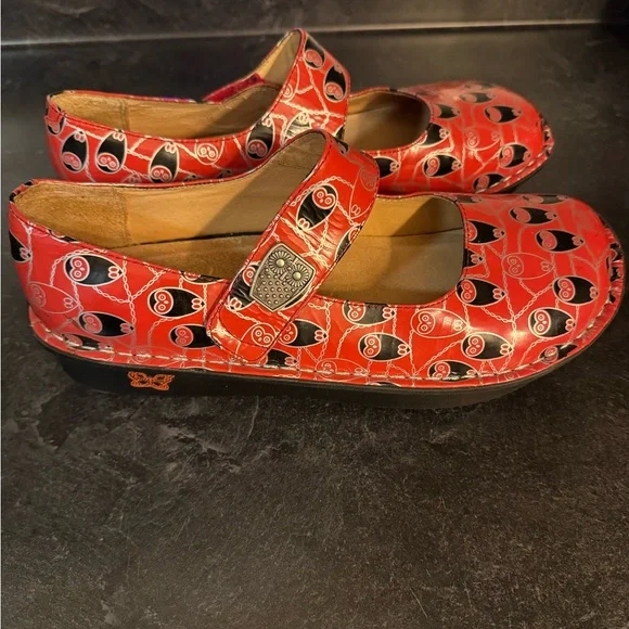 Alegria Paloma Coral Owl print Mary Jane shoes US 9.5-10 - Picture 6 of 11